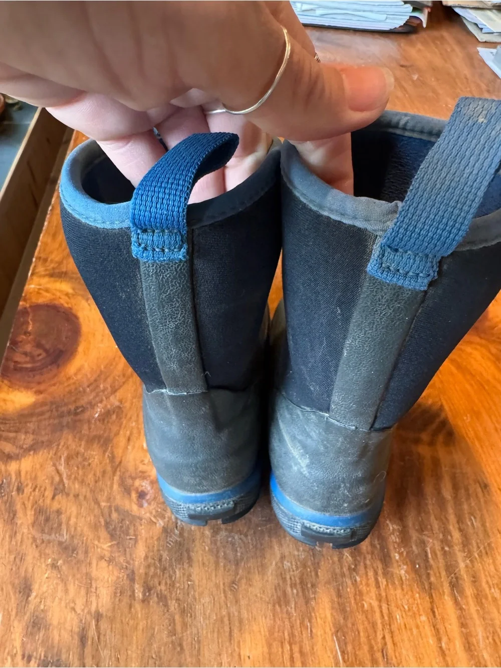 Muck Boot Company Kids Black and Blue Insulated Rain & Snow Boots